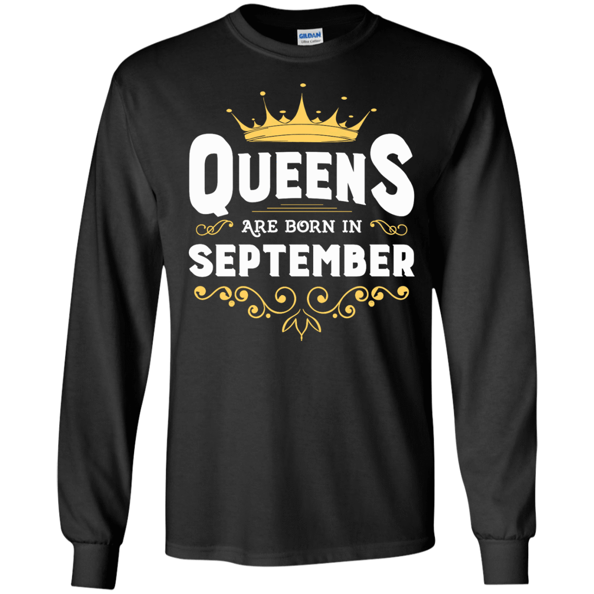 Queens Are Born In September-T-Shirt & Hoodie-Long Sleeve T-Shirt-Black
