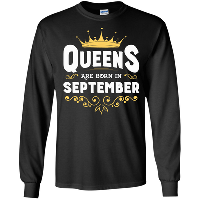 Queens Are Born In September-T-Shirt & Hoodie-Long Sleeve T-Shirt-Black