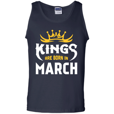 Kings Are Born In March-T-Shirt & Hoodie-Unisex Tank-Navy
