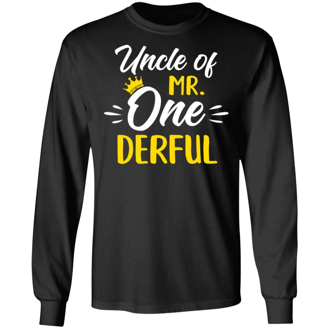 Uncle Of Mr Onederful 1st Birthday Party Costumes Gifts-T-Shirt & Hoodie-Long Sleeve T-Shirt-Black