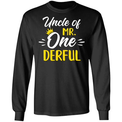 Uncle Of Mr Onederful 1st Birthday Party Costumes Gifts-T-Shirt & Hoodie-Long Sleeve T-Shirt-Black