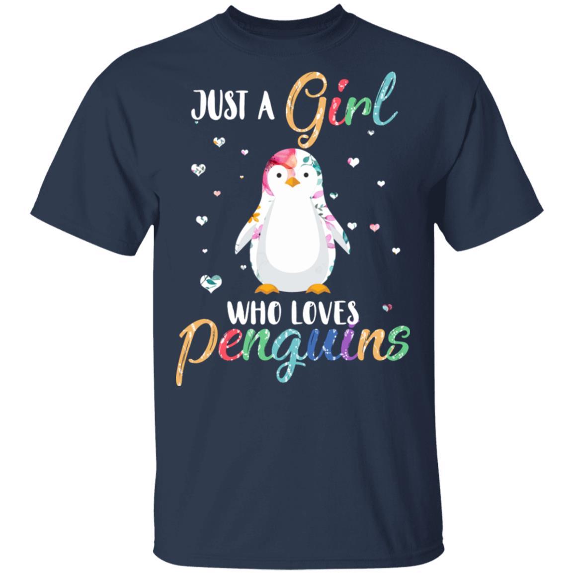 Just A Girl Who Loves Penguins Cute Penguin Lover-T-Shirt & Hoodie-Classic T-Shirt-Navy
