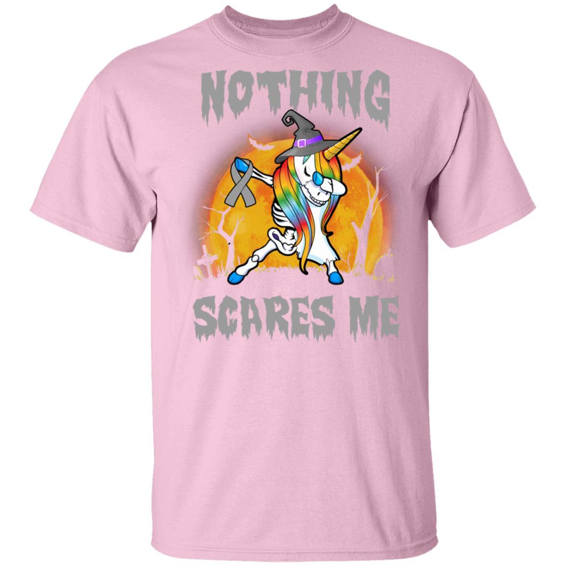 Brain Cancer Dabbing Unicorn Skeleton Halloween Youth-Youth Shirt-Youth T-Shirt-Light Pink