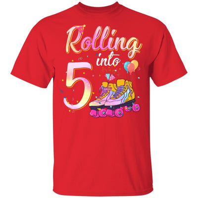 5 Years Old Birthday Girls Roller Skates 80's 5th Birthday Youth-Youth Shirt-Youth T-Shirt-Red