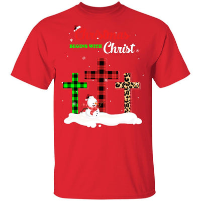 Christmas Begins With Christ Cross Buffalo Plaid Xmas Gift-T-Shirt & Sweatshirt-Classic T-Shirt-Red