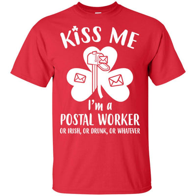 Kiss Me Im A Postal Worker Irish Drunk St Patricks Day-T-Shirt & Hoodie-Classic T-Shirt-Red