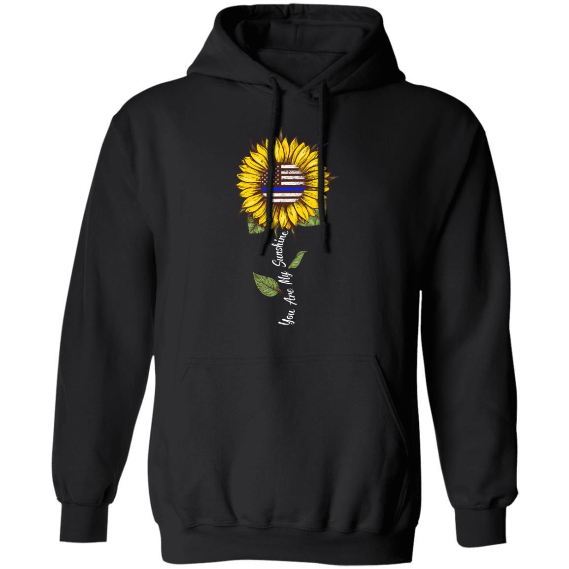 You Are My Sunshine Sunflower Female Police Officer-T-Shirt & Hoodie-Pullover Hoodie-Black