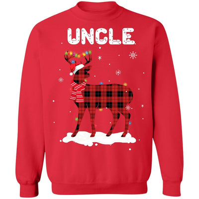 Uncle Deer Red Plaid Christmas Family Matching Pajamas-T-Shirt & Sweatshirt-Crewneck Sweatshirt-Red