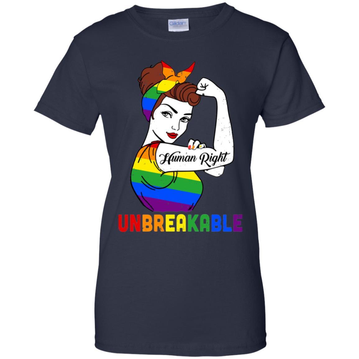Lady Human Right Unbreakable Rainbow LGBT Pride Month-T-Shirt & Hoodie-Women's T-Shirt-Navy