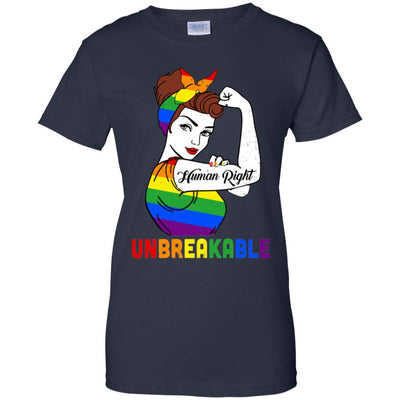 Lady Human Right Unbreakable Rainbow LGBT Pride Month-T-Shirt & Hoodie-Women's T-Shirt-Navy