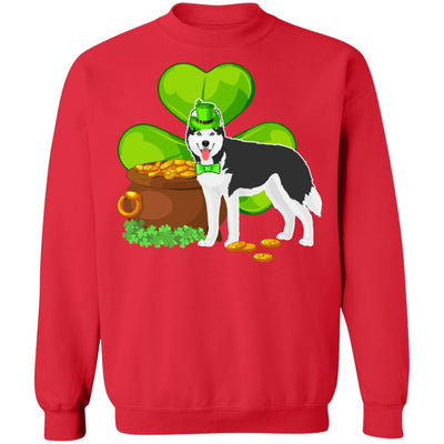 Husky St Patrick's Day Irish Dog Lover Funny Gifts-T-Shirt & Hoodie-Crewneck Sweatshirt-Red
