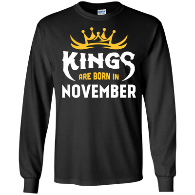 Kings Are Born In November-T-Shirt & Hoodie-Long Sleeve T-Shirt-Black