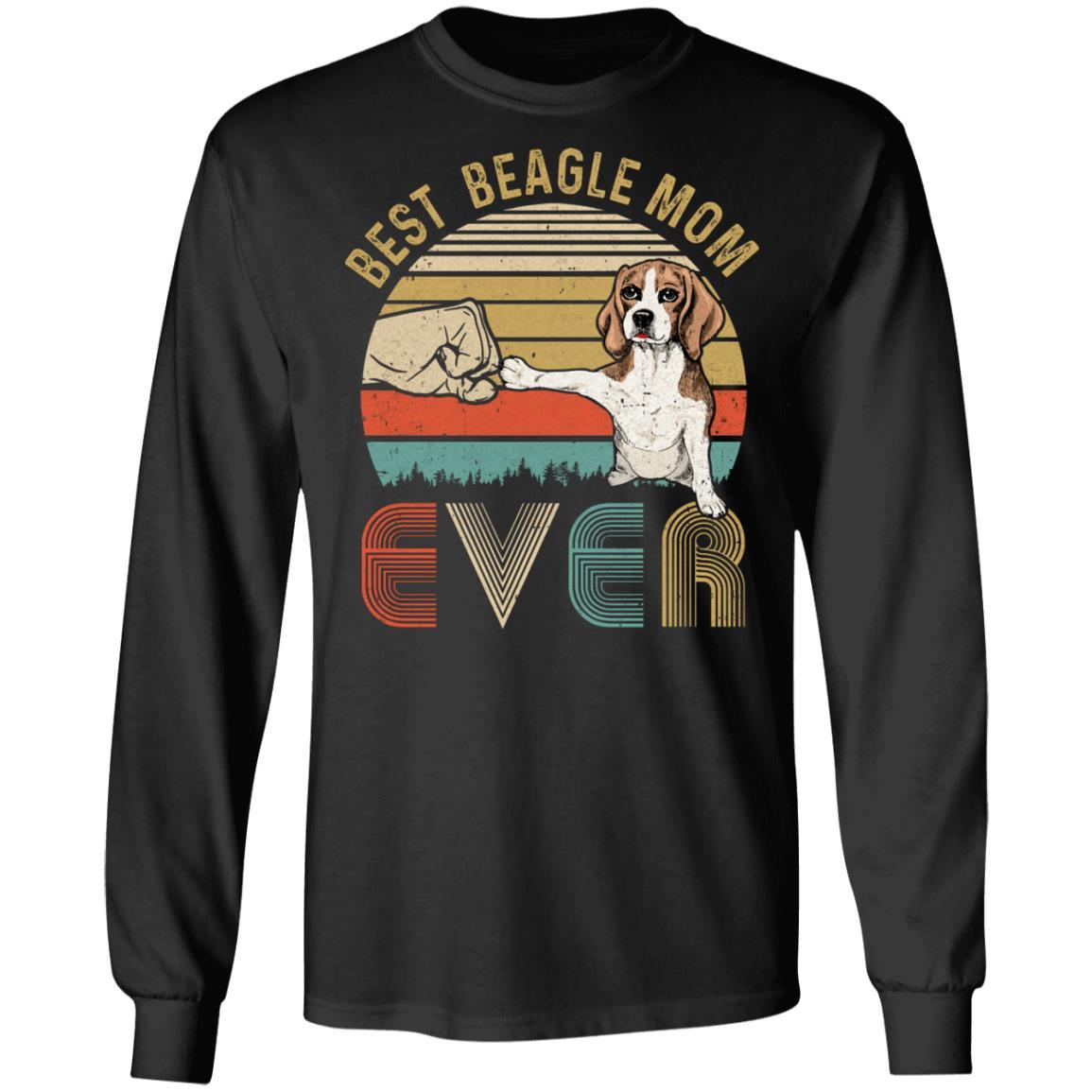 Vintage Best Beagle Mom Ever Bump Fit Funny Mom Gifts-T-Shirt & Hoodie-Long Sleeve T-Shirt-Black