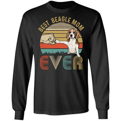 Vintage Best Beagle Mom Ever Bump Fit Funny Mom Gifts-T-Shirt & Hoodie-Long Sleeve T-Shirt-Black