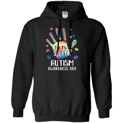 Support Autism Awareness For My Sister Puzzle Gift-T-Shirt & Hoodie-Pullover Hoodie-Black