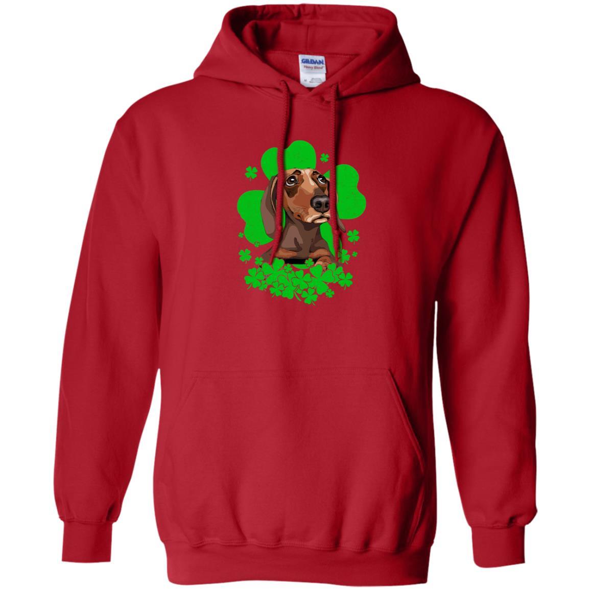 Dachshund St. Patrick's Day Clovers-T-Shirt & Hoodie-Pullover Hoodie-Red