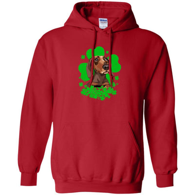 Dachshund St. Patrick's Day Clovers-T-Shirt & Hoodie-Pullover Hoodie-Red