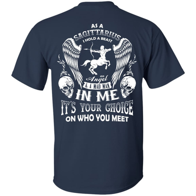 As A Sagittarius I Hold A Beast An Angel A Madman In Me-T-Shirt & Hoodie-Classic T-Shirt-Navy