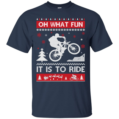 Bicycle Sweater Christmas Oh What Fun It Is To Ride-T-Shirt & Hoodie-Classic T-Shirt-Navy