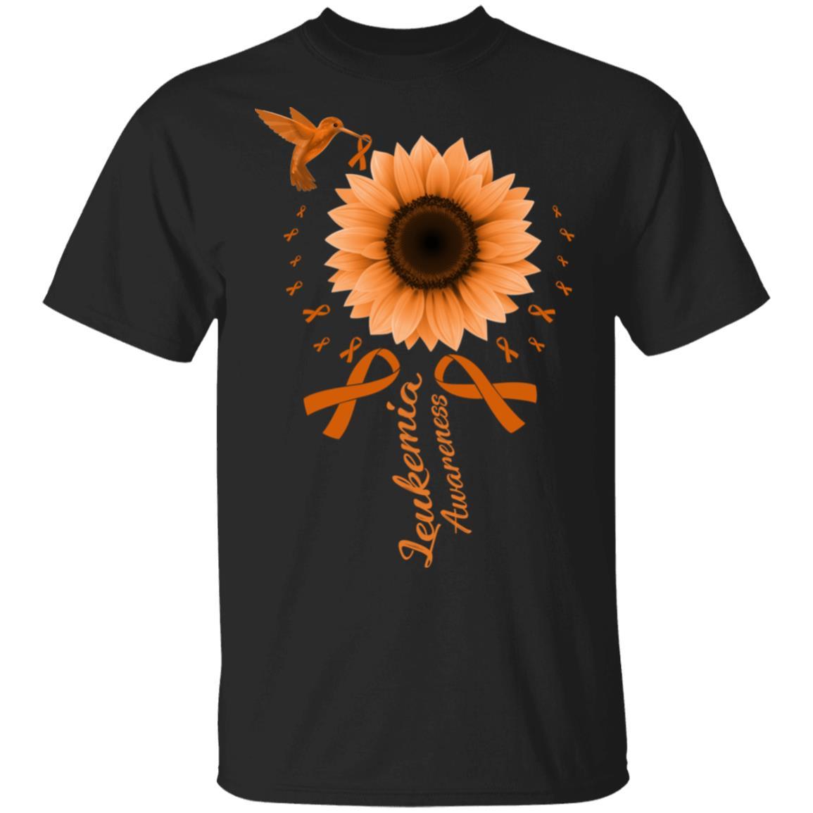 Hummingbird Sunflower Orange Ribbon Leukemia Awareness-T-Shirt & Hoodie-Classic T-Shirt-Black
