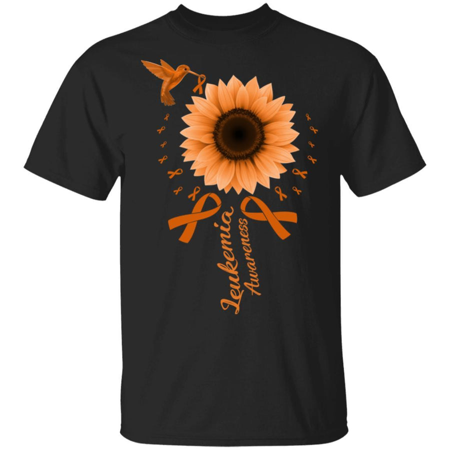 Hummingbird Sunflower Orange Ribbon Leukemia Awareness-T-Shirt & Hoodie-Classic T-Shirt-Black