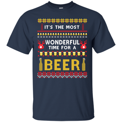It's The Most Wonderful Time For A Beer Ugly Sweater-T-Shirt & Hoodie-Classic T-Shirt-Navy