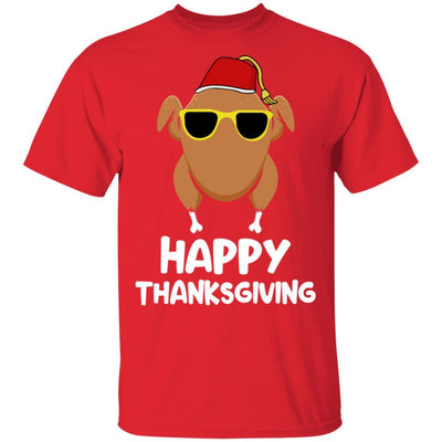 Turkey Head Happy Thanksgiving Glasses Red Hat Funny-T-Shirt & Sweatshirt-Classic T-Shirt-Red