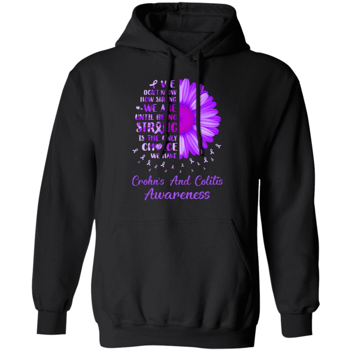 Being Strong Daisy Flower Purple Crohn's Colitis Awareness-T-Shirt & Hoodie-Pullover Hoodie-Black