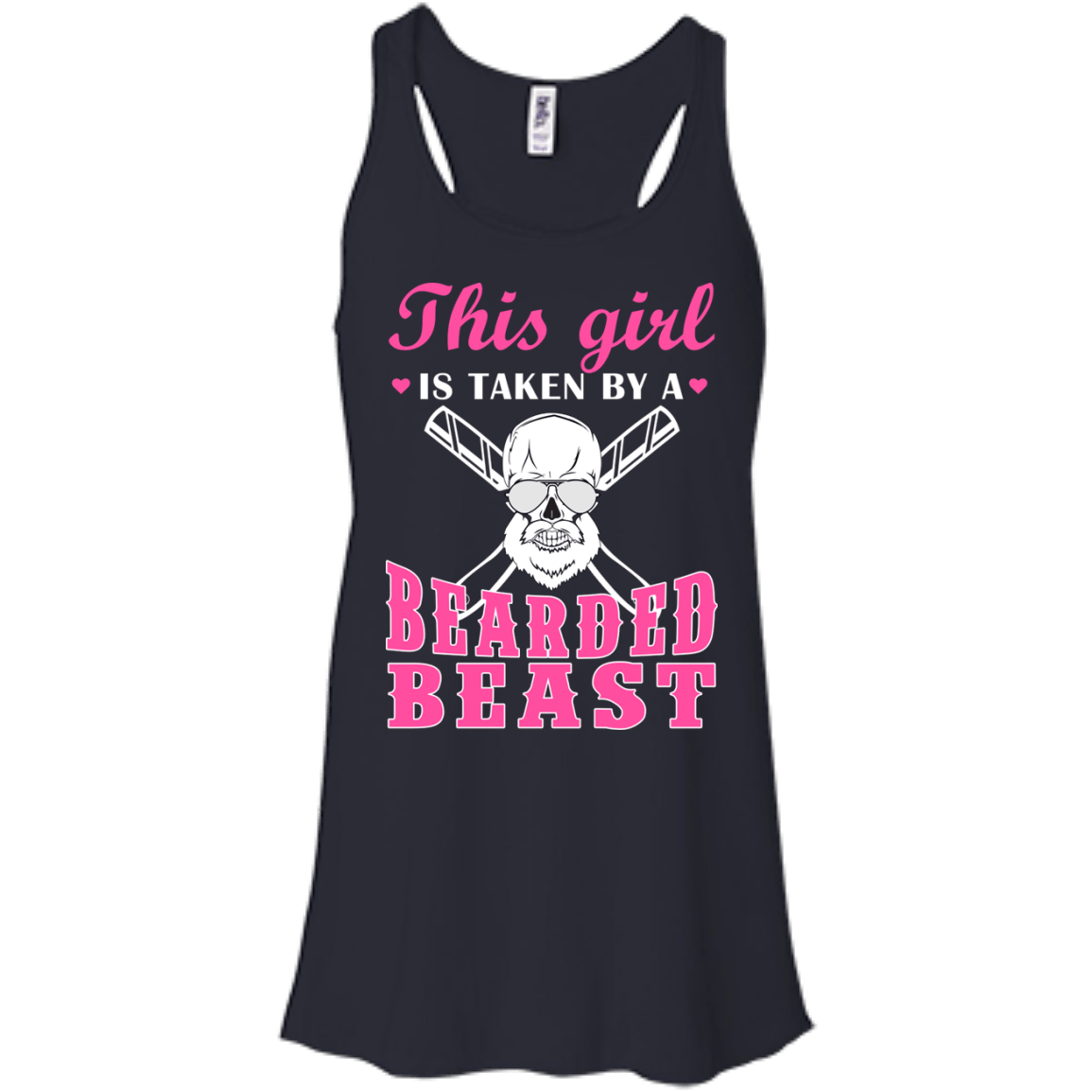 This Girl Is Taken By A Bearded Beast-T-Shirt & Hoodie-Women's Flowy Racerback Tank-Midnight