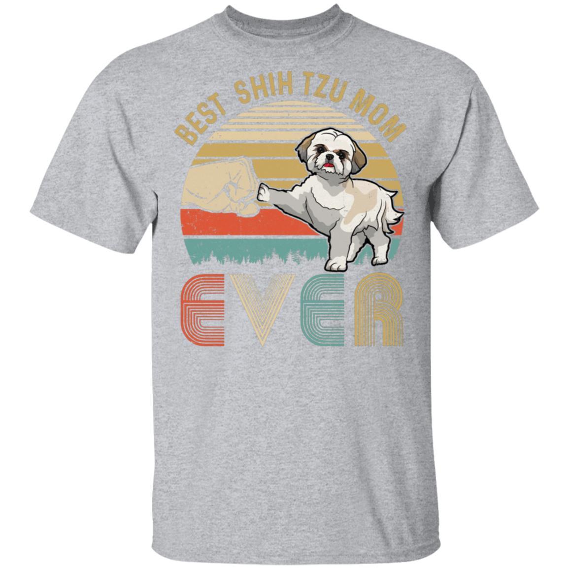 Vintage Best Shih Tzu Mom Ever Bump Fit Funny Mom Gifts-T-Shirt & Hoodie-Classic T-Shirt-Sport Grey