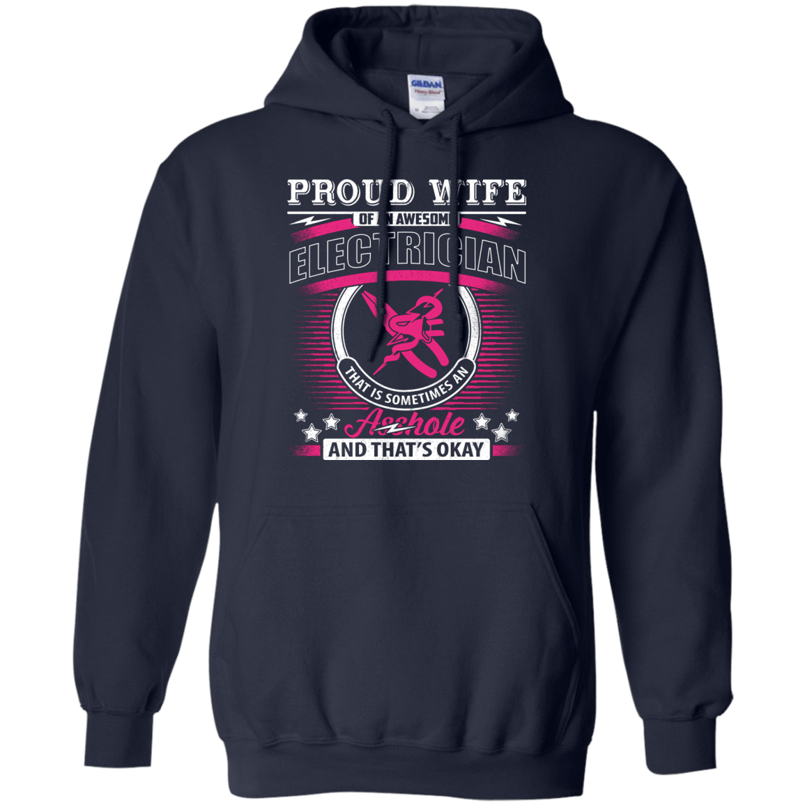 Proud Wife Of An Awesome Electrician-T-Shirt & Hoodie-Pullover Hoodie-Navy