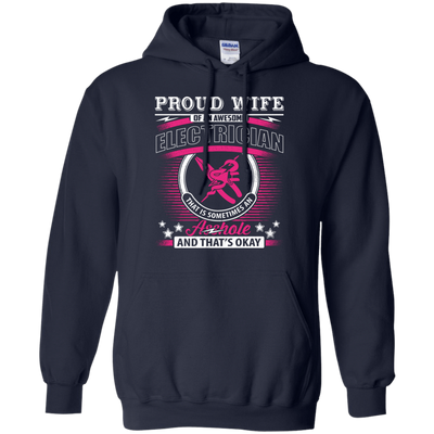 Proud Wife Of An Awesome Electrician-T-Shirt & Hoodie-Pullover Hoodie-Navy