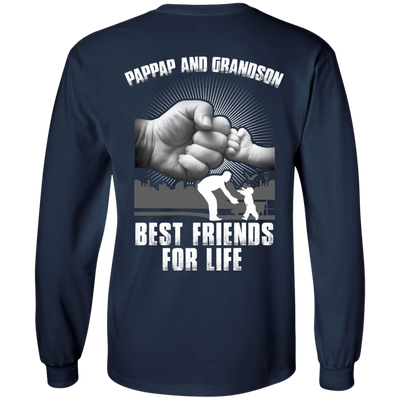 Pappap And Grandson Best Friends For Life-T-Shirt & Hoodie-Long Sleeve T-Shirt-Navy