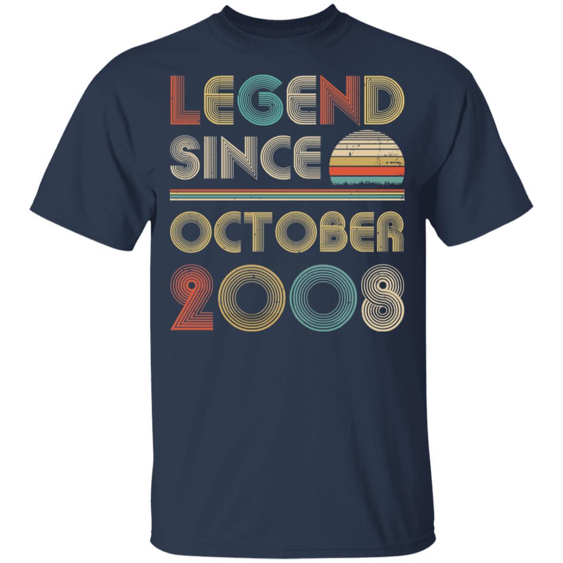 Legend Since October 2008 Vintage 13th Birthday Gifts Youth-Youth Shirt-Youth T-Shirt-Navy
