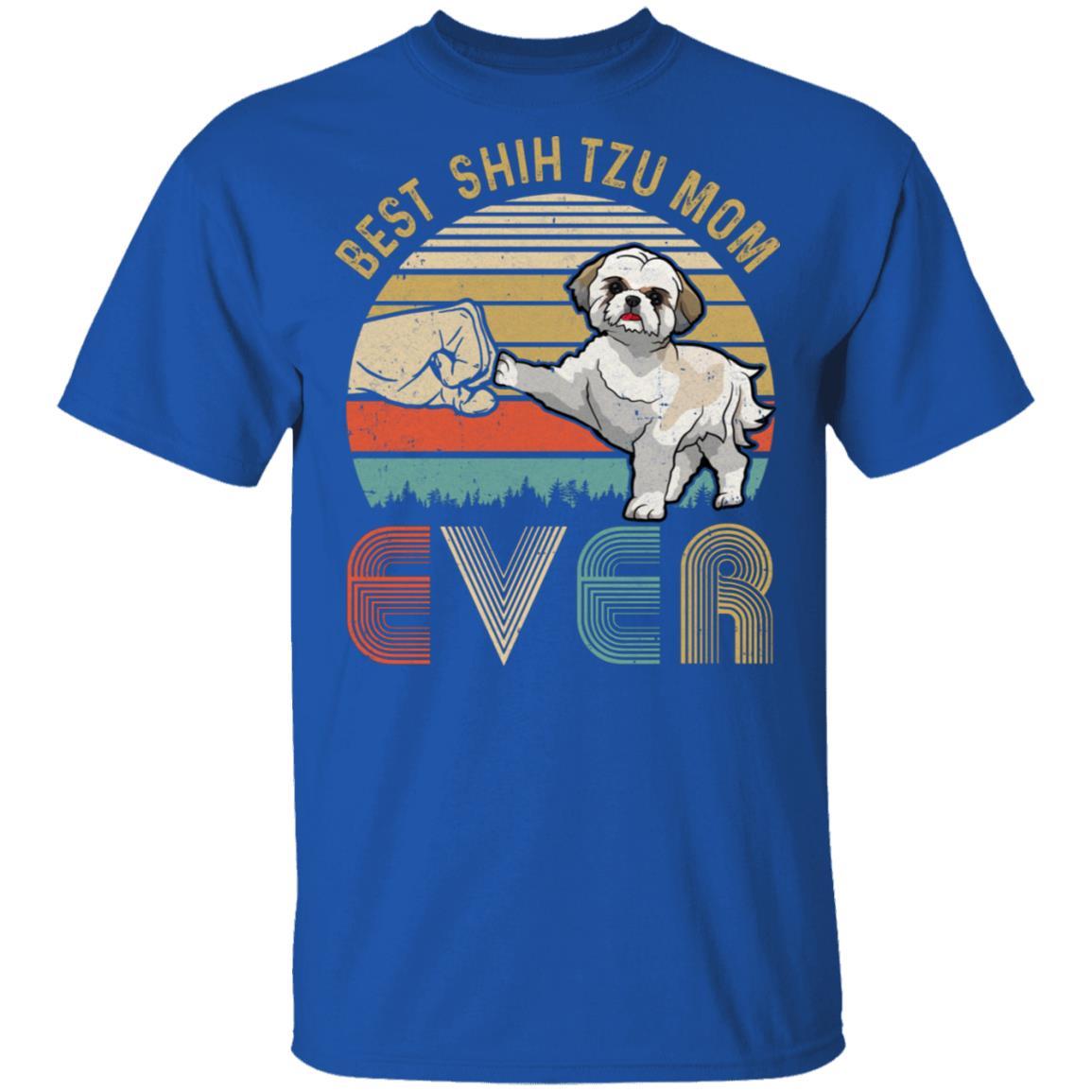 Vintage Best Shih Tzu Mom Ever Bump Fit Funny Mom Gifts-T-Shirt & Hoodie-Classic T-Shirt-Royal