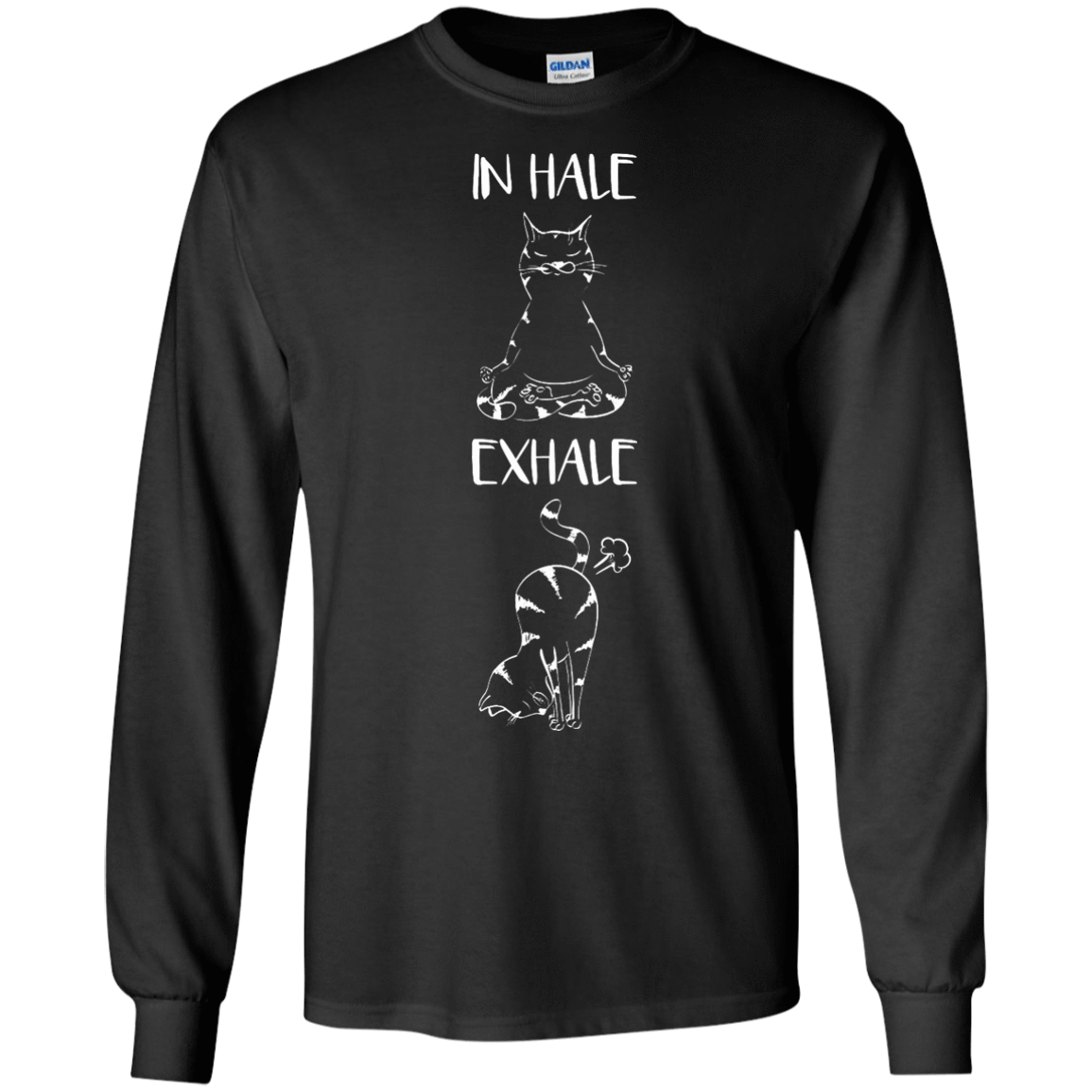 Yoga Cat Inhale Exhale-T-Shirt & Hoodie-Long Sleeve T-Shirt-Black