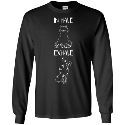 Yoga Cat Inhale Exhale-T-Shirt & Hoodie-Long Sleeve T-Shirt-Black