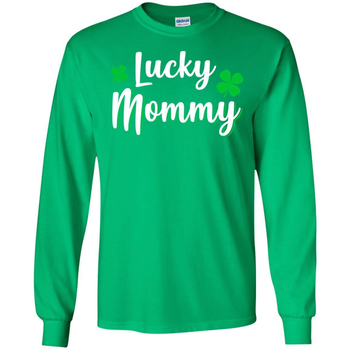 Luckiest Lucky Mommy St Patricks Day-T-Shirt & Hoodie-Long Sleeve T-Shirt-Irish Green