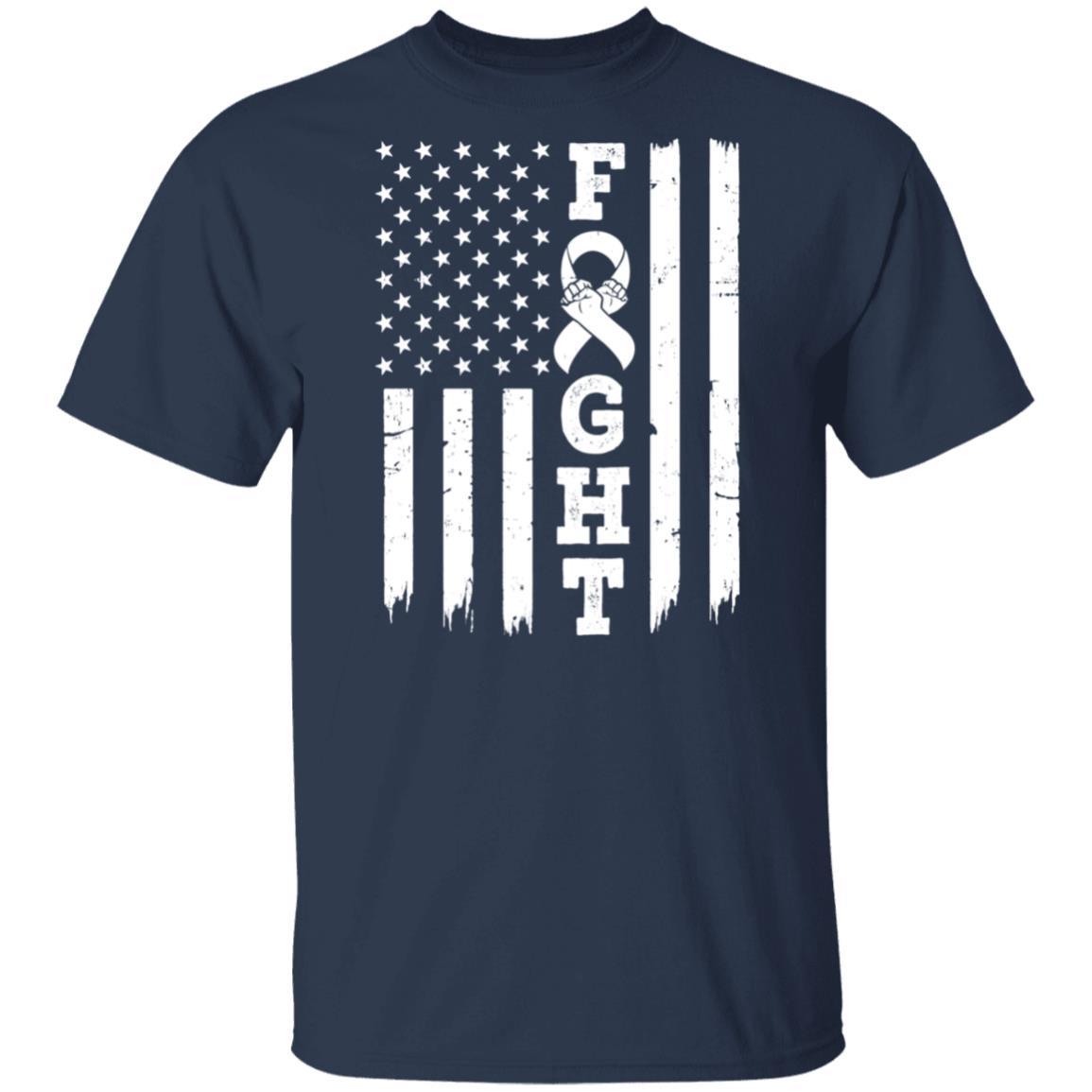 Lung Cancer Awareness American Flag Distressed-T-Shirt & Hoodie-Classic T-Shirt-Navy