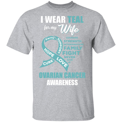 I Wear Teal For My Wife Ovarian Cancer Awareness-T-Shirt & Hoodie-Classic T-Shirt-Sport Grey