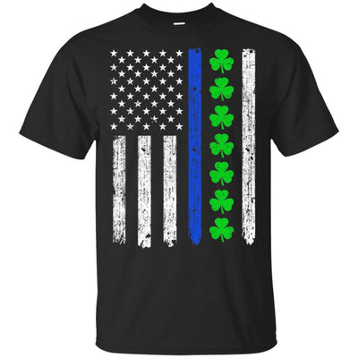 Thin Blue Line Shamrock Irish St Patricks Day Police-T-Shirt & Hoodie-Classic T-Shirt-Black
