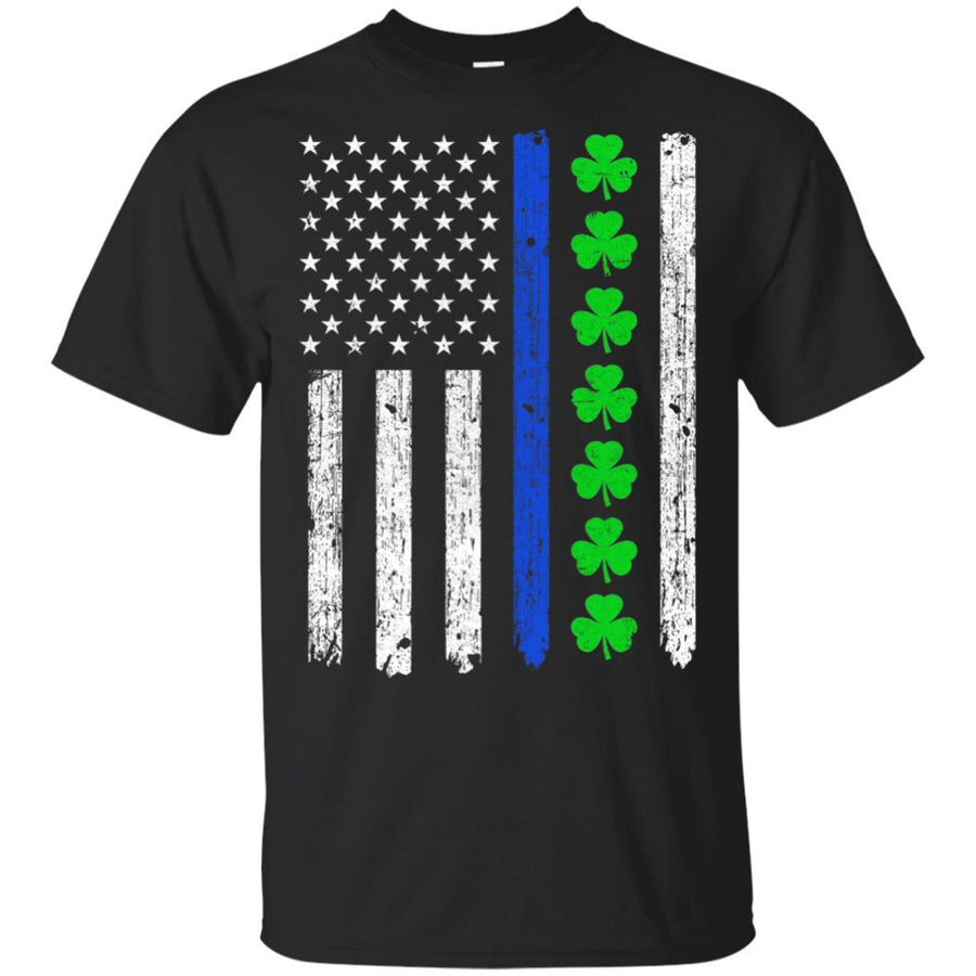 Thin Blue Line Shamrock Irish St Patricks Day Police-T-Shirt & Hoodie-Classic T-Shirt-Black