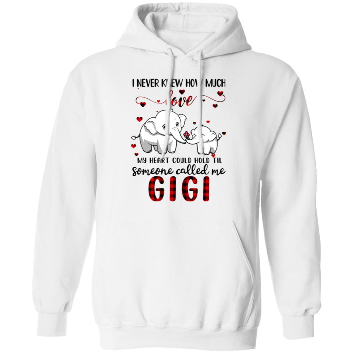 Someone Called Me Gigi Elephant Red Plaid Mother's Day-T-Shirt & Hoodie-Pullover Hoodie-White