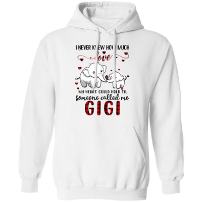 Someone Called Me Gigi Elephant Red Plaid Mother's Day-T-Shirt & Hoodie-Pullover Hoodie-White