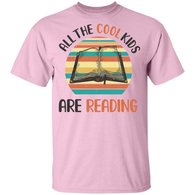 Retro Vintage Sunset All The Cool Kids Are Reading Youth-Youth Shirt-Youth T-Shirt-Light Pink