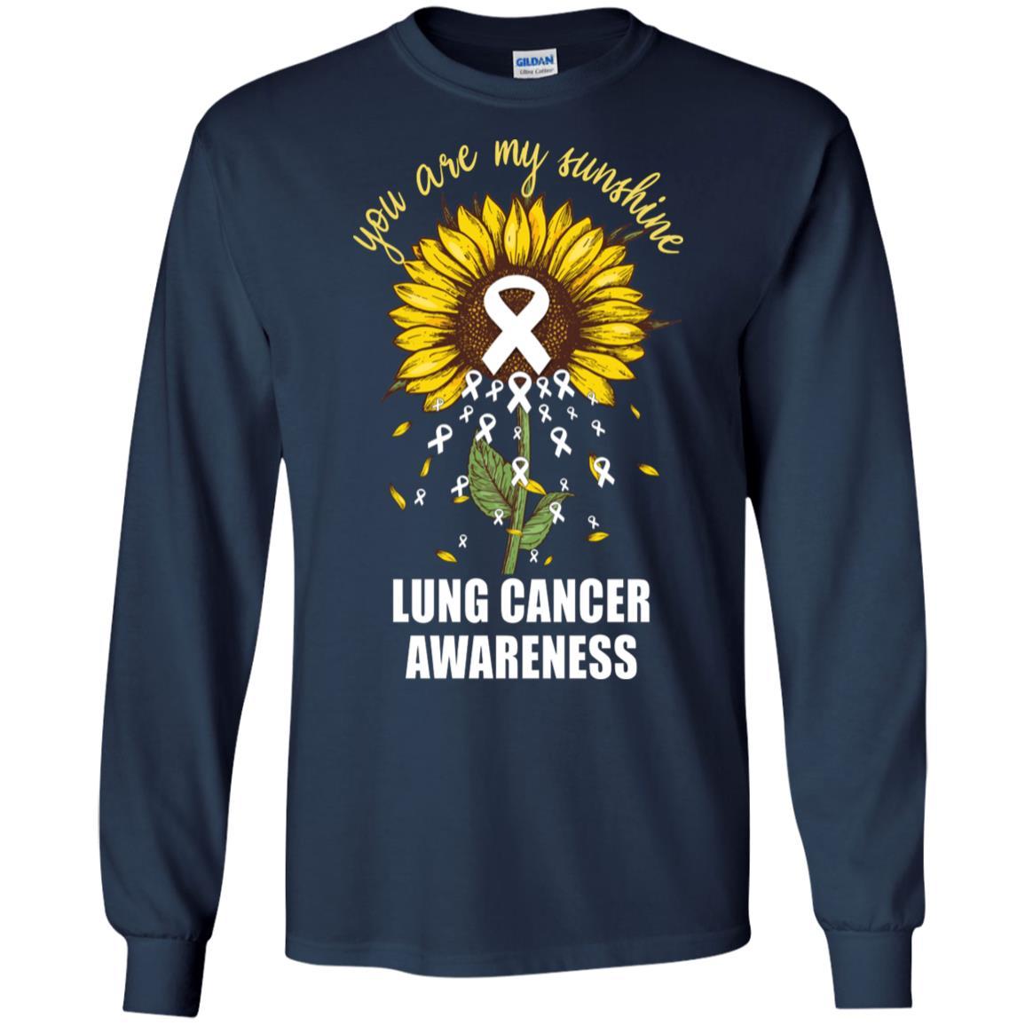 You Are My Sunshine Lung Cancer Awareness-T-Shirt & Hoodie-Long Sleeve T-Shirt-Navy