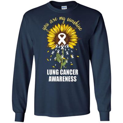 You Are My Sunshine Lung Cancer Awareness-T-Shirt & Hoodie-Long Sleeve T-Shirt-Navy