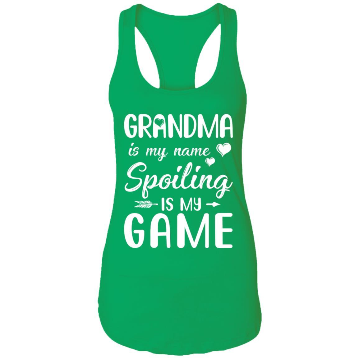 Grandma Is My Name Spoiling Is My Game Funny Mothers Day-T-Shirt & Tank Top-Women's Ideal Racerback Tank-Kelly Green
