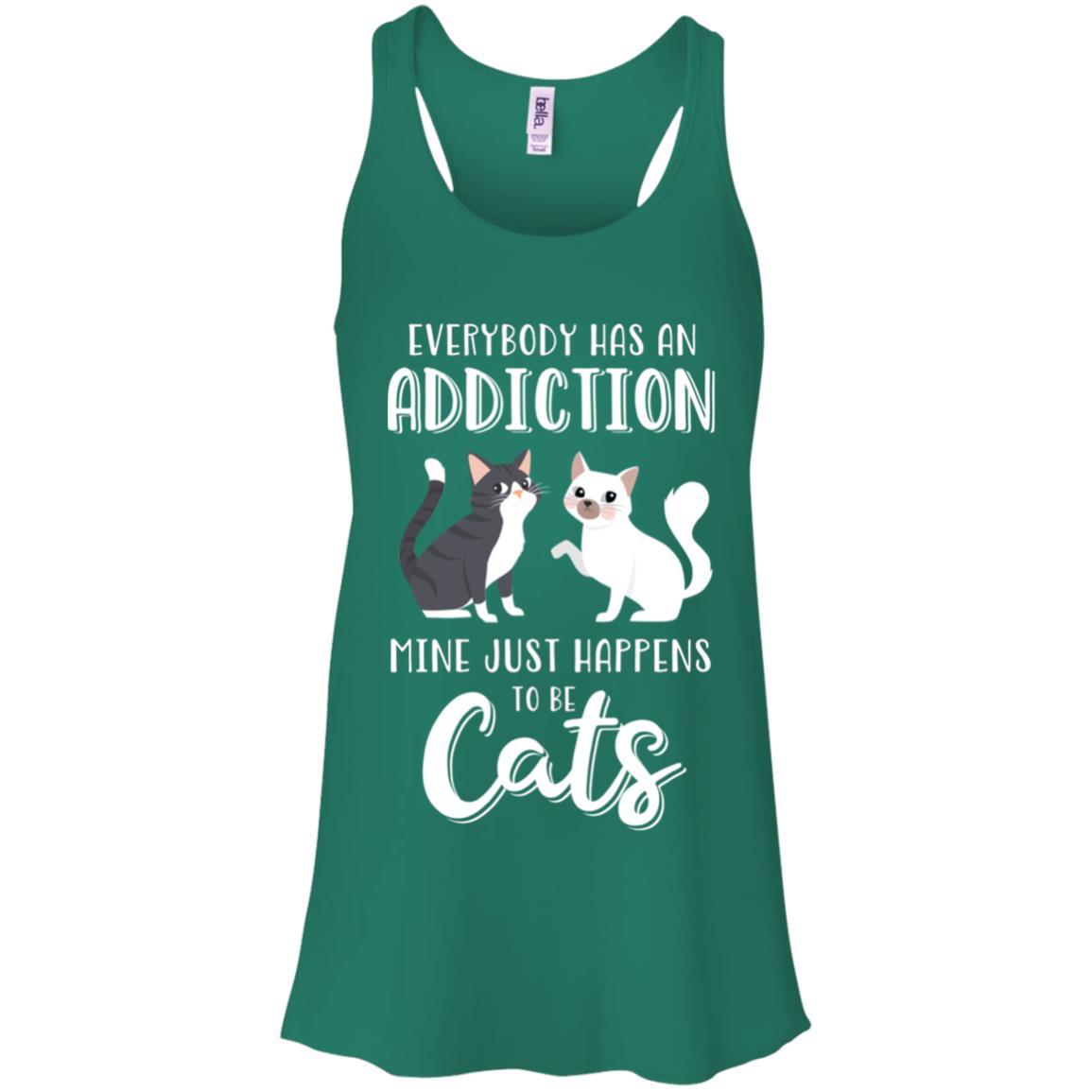 Everybody Has An Addiction Mine Just Happens To Be Cats-T-Shirt & Tank Top-Women's Flowy Racerback Tank-Kelly Green