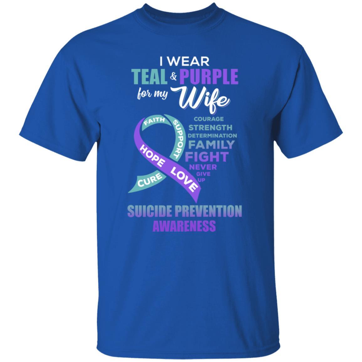 Suicide Prevention I Wear Teal And Purple For My Wife-T-Shirt & Hoodie-Classic T-Shirt-Royal